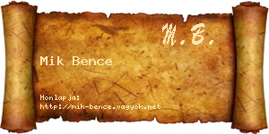 Mik Bence névjegykártya